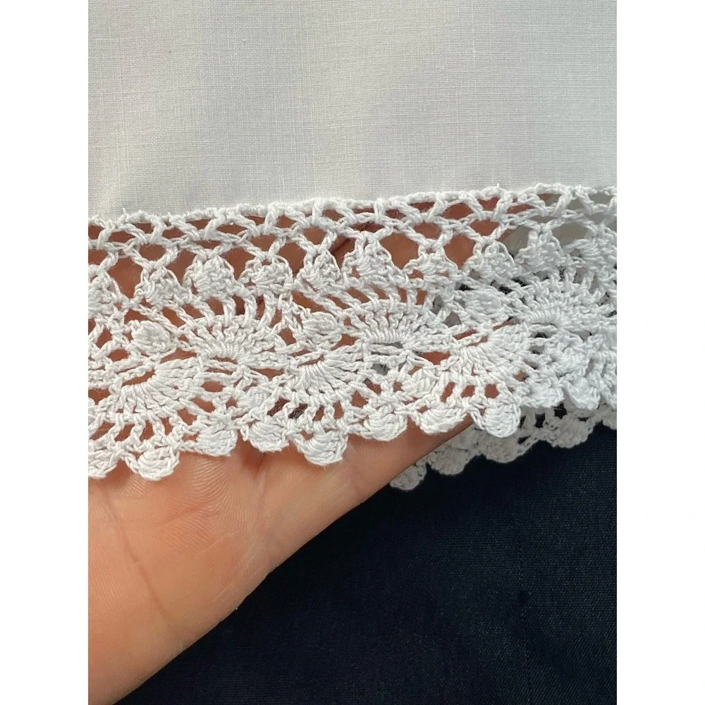 Celanese Fortrel VTG Crisp White Standard Pillowcase Crochet Lace Scalloped Trim